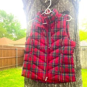 Land’s End red plaid vest